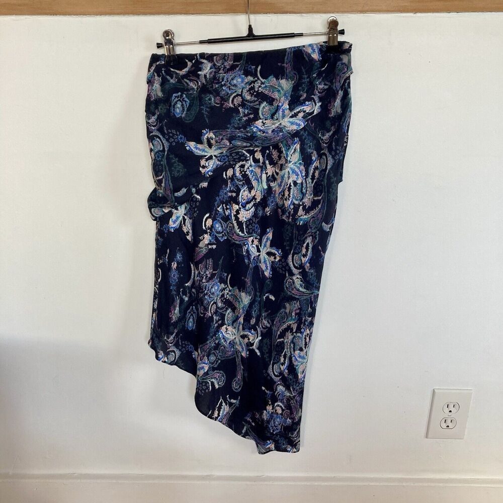 IRO Cartina Draped Asymmetrical Skirt Black with Paisley Flower Print Sz 4/S NEW - Picture 4 of 10